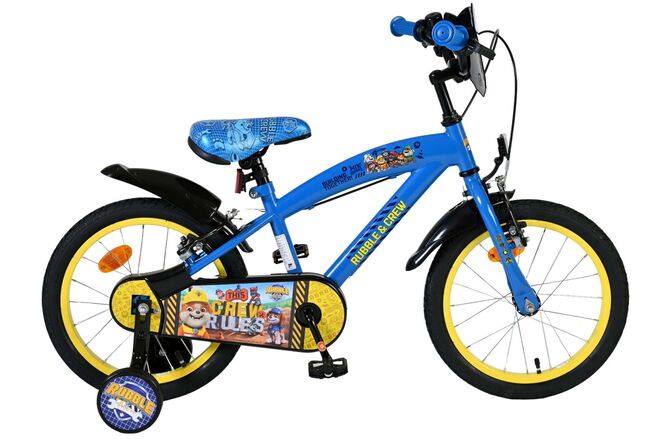 Paw Patrol -Rubble & Crew Kinderfiets 16 inch Jongensfiets Blauw Twee Handremmen