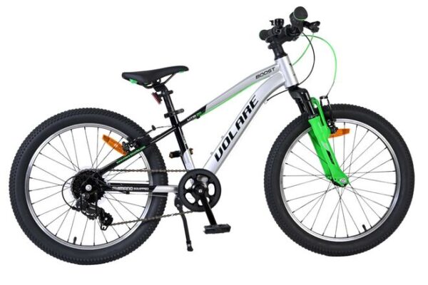 Volare Boost Kinderfiets 20 inch Jongensfiets Zilver Groen 7 Versnellingen