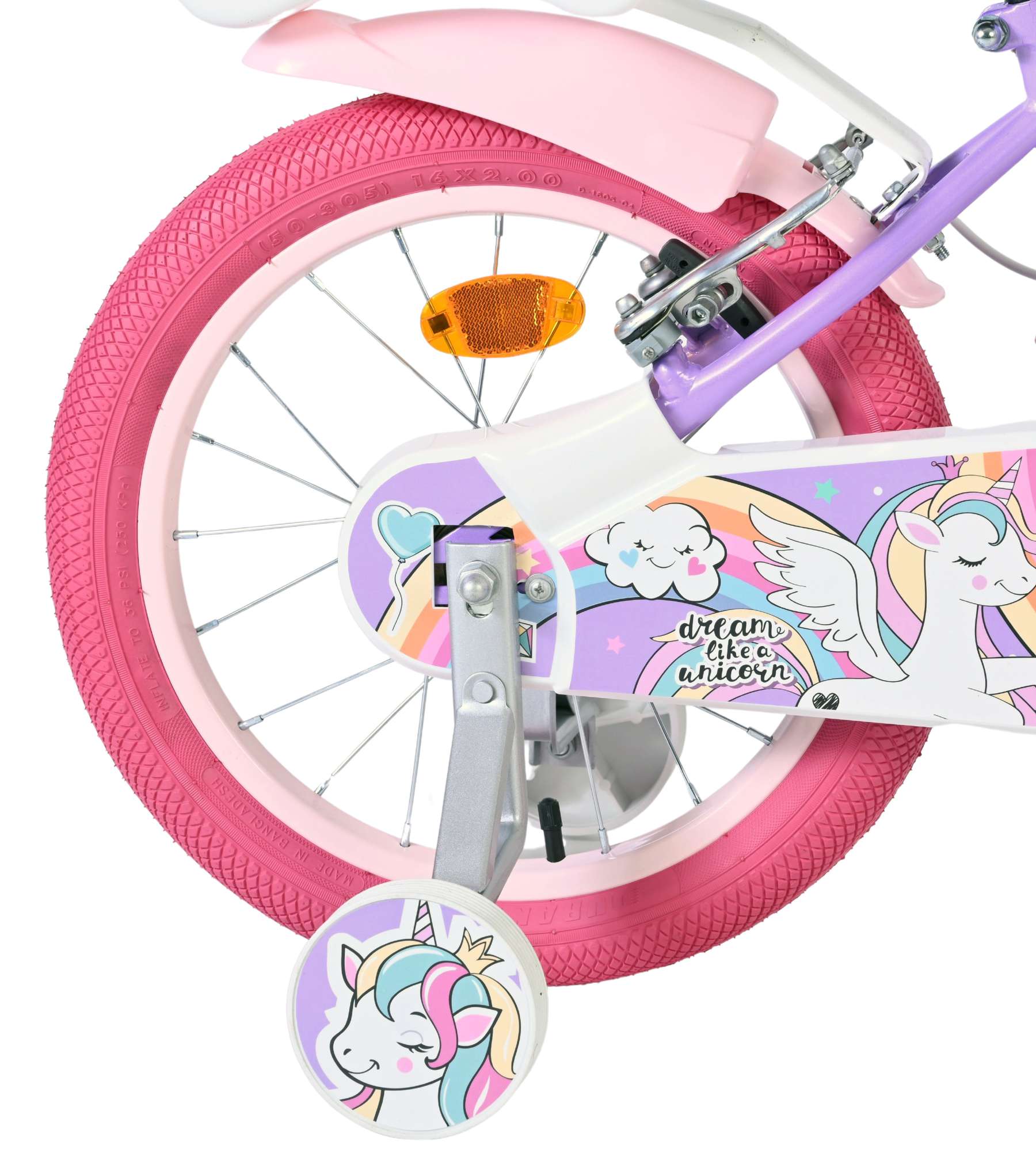 Volare Unicorn Kinderfiets 16 inch Meisjesfiets Paars Twee Handremmen - Afbeelding 2