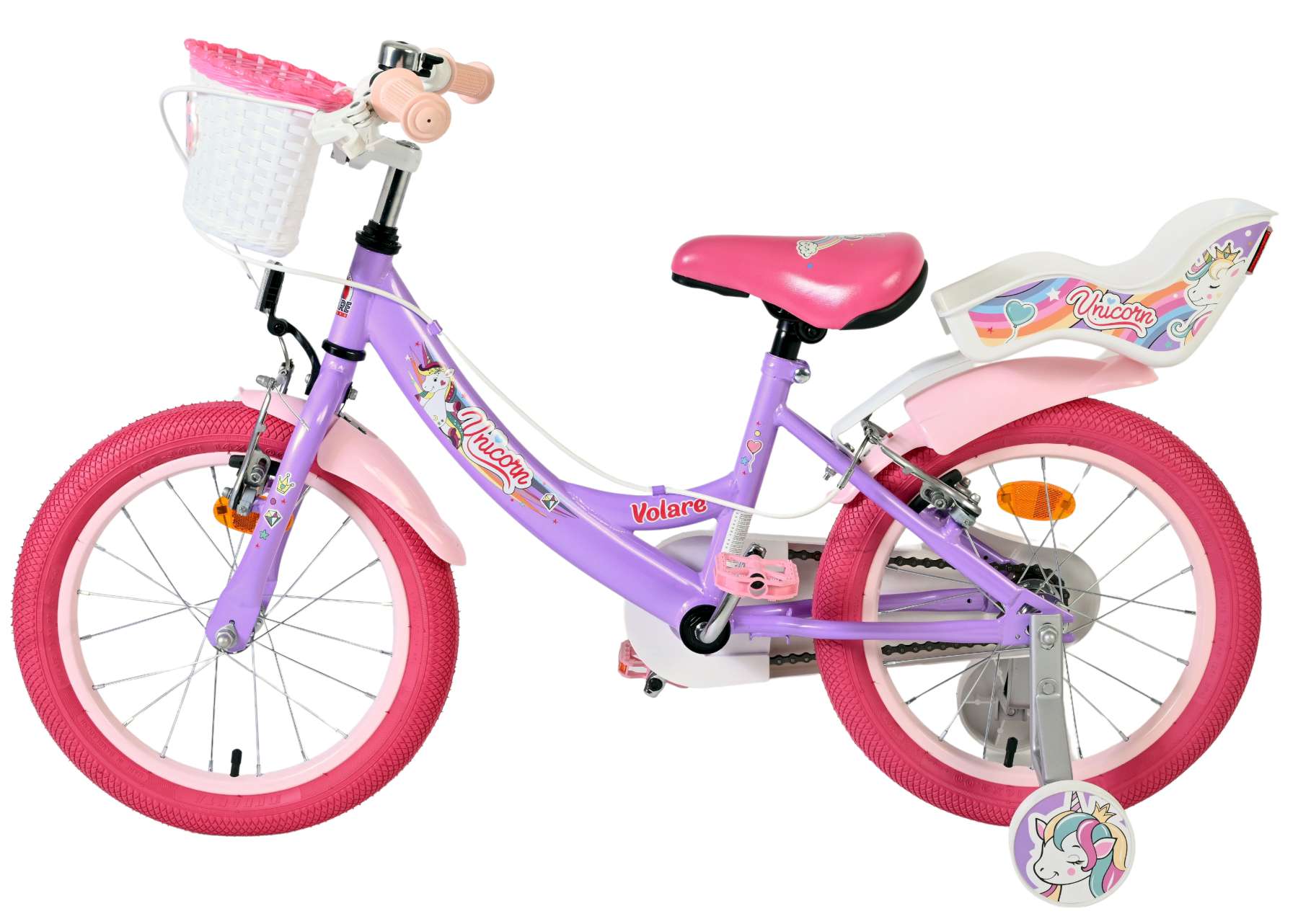Volare Unicorn Kinderfiets 16 inch Meisjesfiets Paars Twee Handremmen - Afbeelding 7