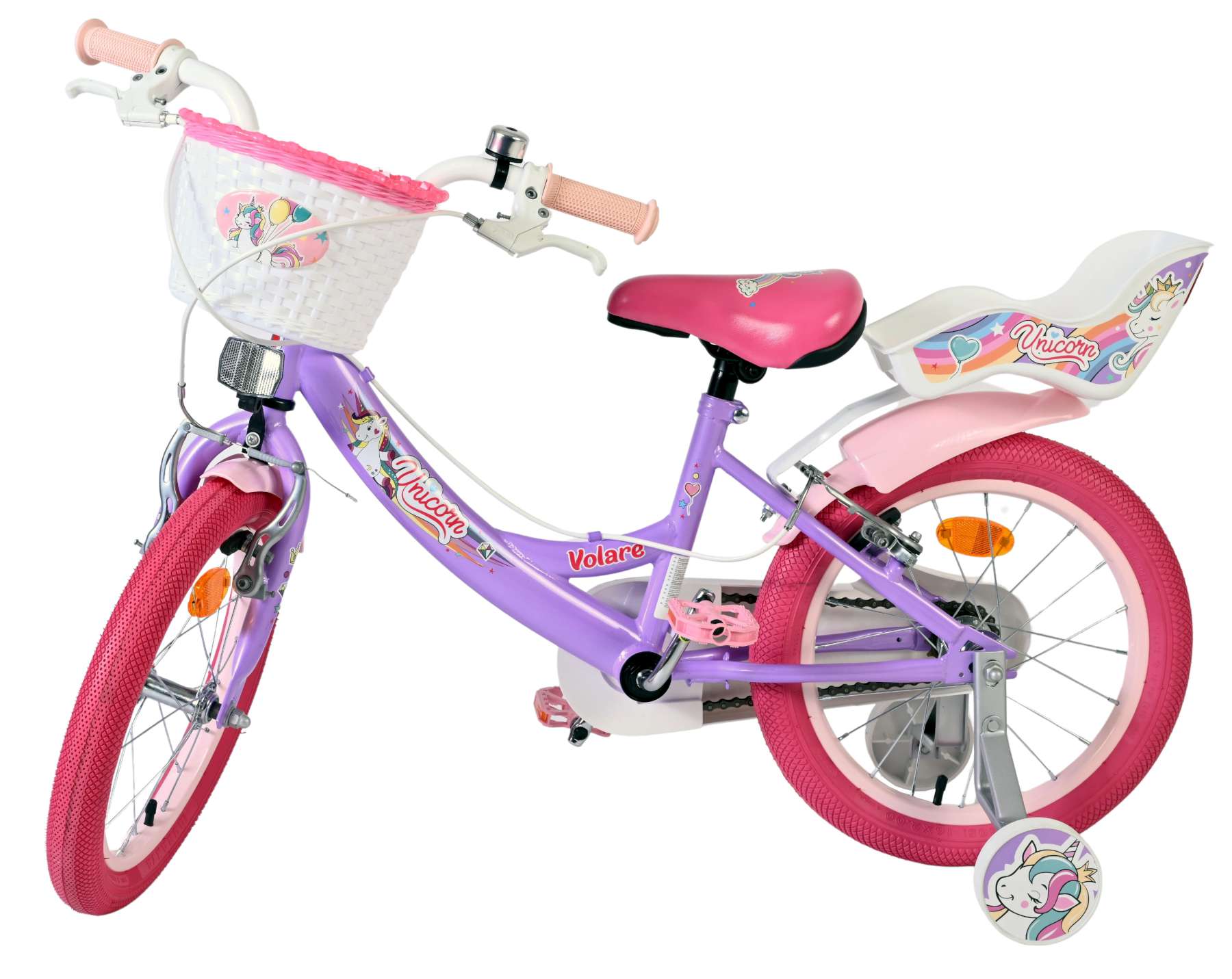 Volare Unicorn Kinderfiets 16 inch Meisjesfiets Paars Twee Handremmen - Afbeelding 8