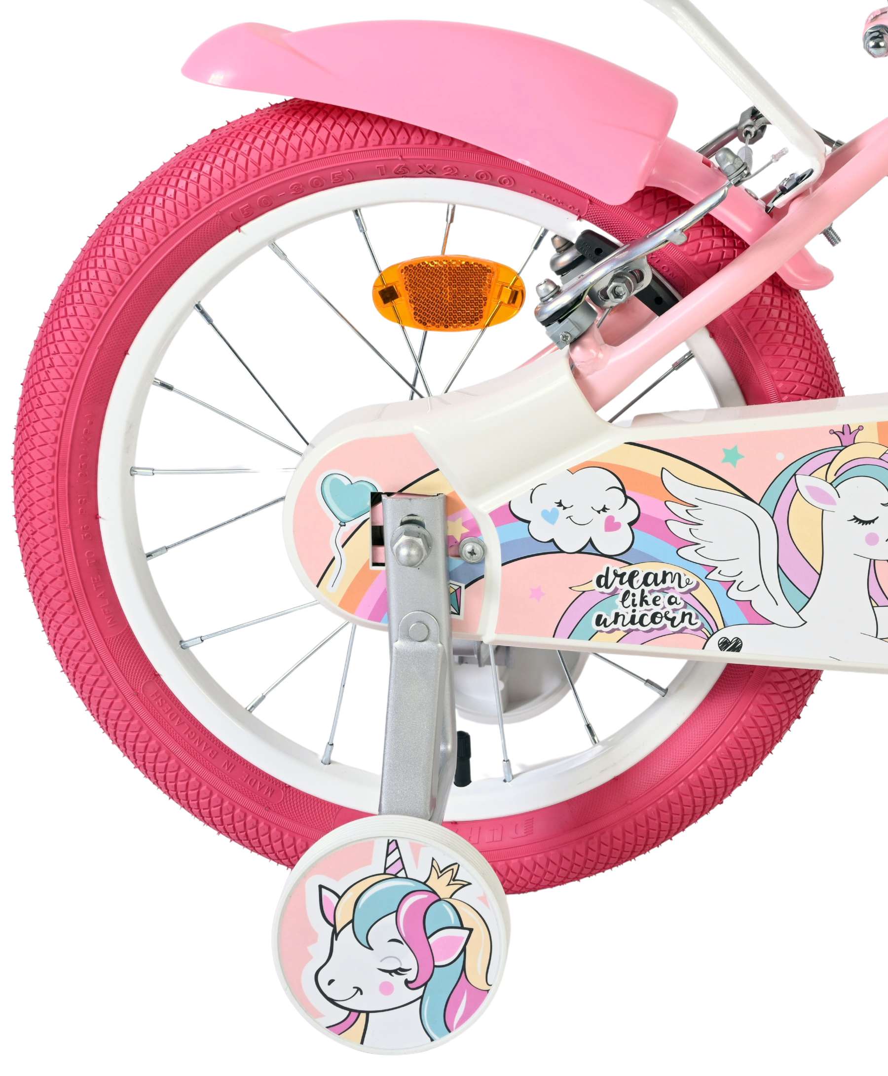 Volare Unicorn Kinderfiets 16 inch Meisjesfiets Roze Twee Handremmen - Afbeelding 2