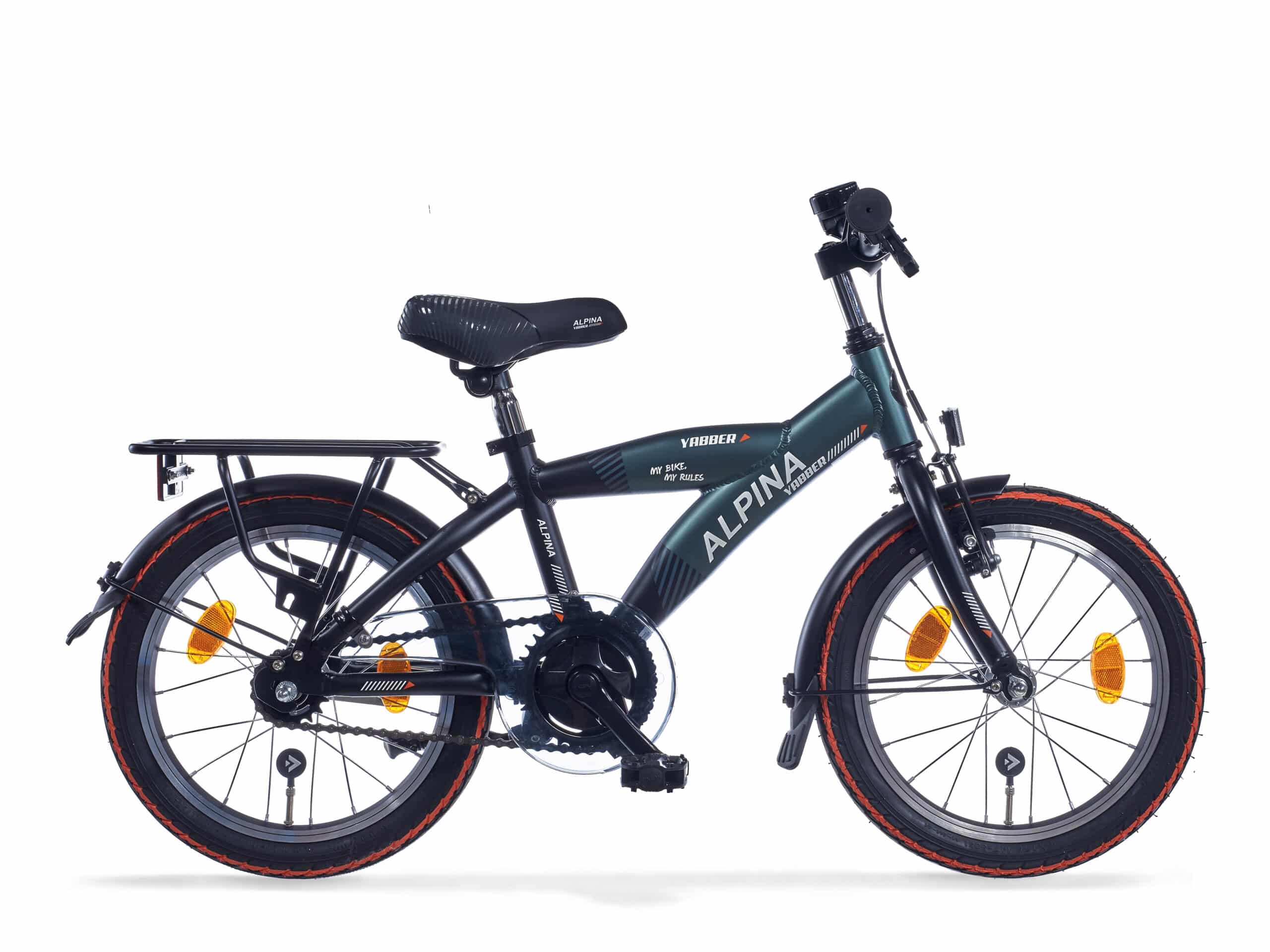 Alpina Yabber Kinderfiets 18 inch - Pine Green Matte - Vivid Black Matte