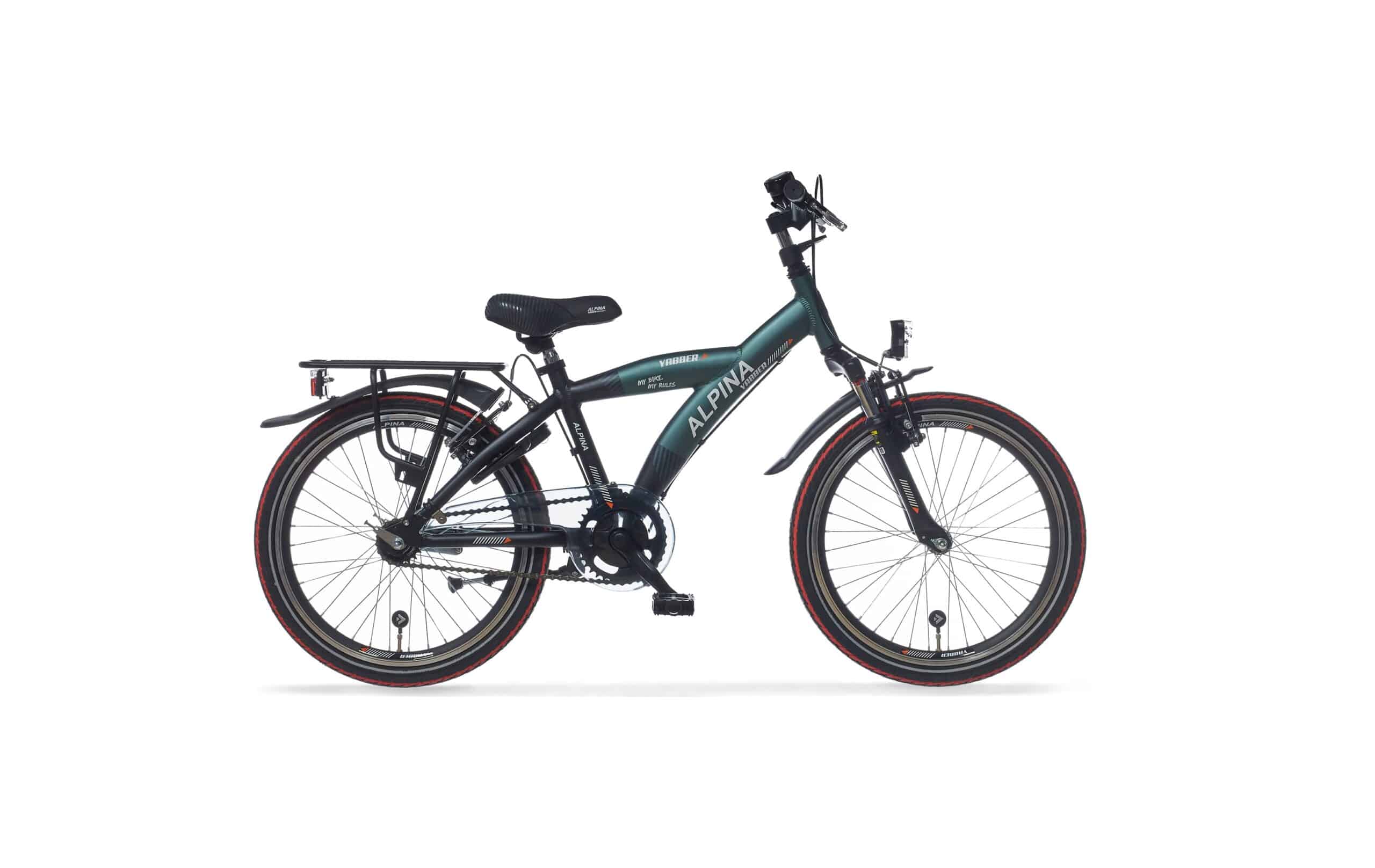 Alpina Yabber Kinderfiets 22 inch - Pine Green Matte - Vivid Black Matte