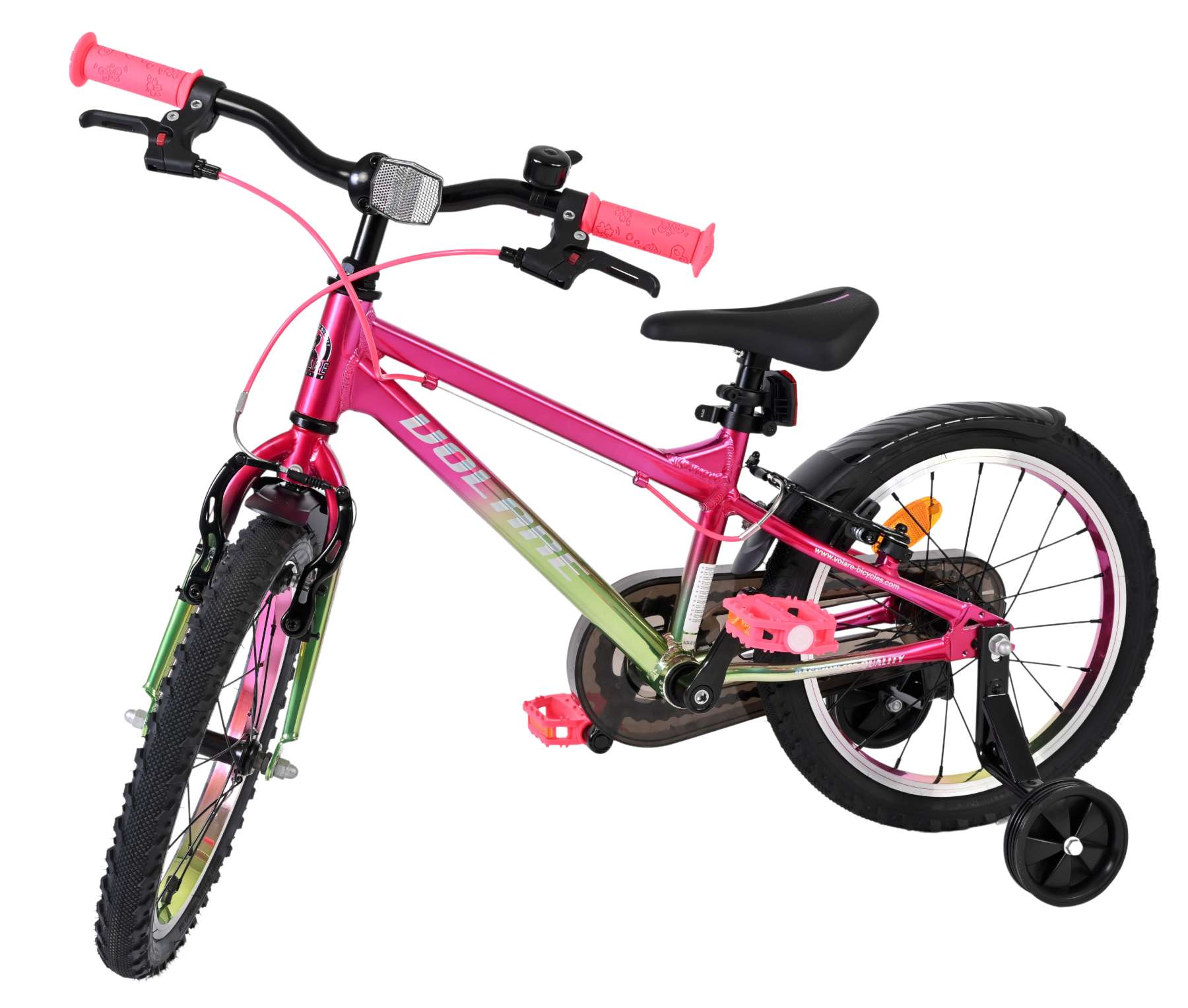 Volare Chrome Kinderfiets 16 inch Meisjesfiets Roze Groen Twee Handremmen - Afbeelding 8