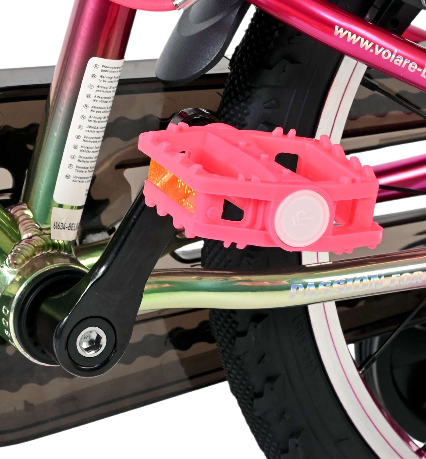 Volare Chrome Kinderfiets 16 inch Meisjesfiets Roze Groen Twee Handremmen - Afbeelding 9